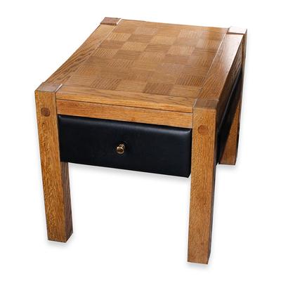 Custom Wood & Leather End Table 