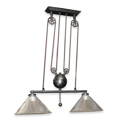 Industrial Double Pendant Pulley Light