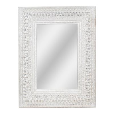 White Wood-Carved Mirror