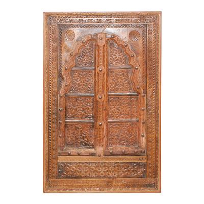 Carved Indonesian Wood Door Panel