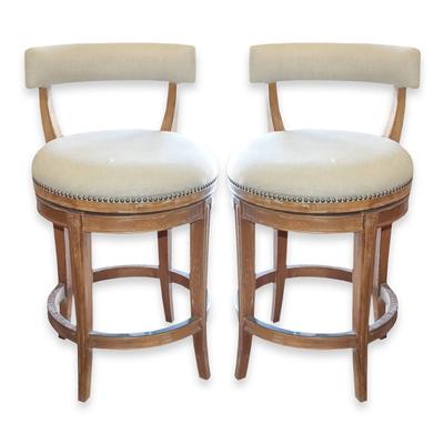 Pair of Frontgate Henning Low Back Swivel Stools