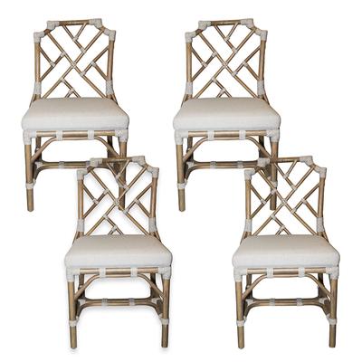 Set of 4 Bamboo Style Dining Chairs 
