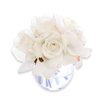French Bee White Roses Small Flora 
