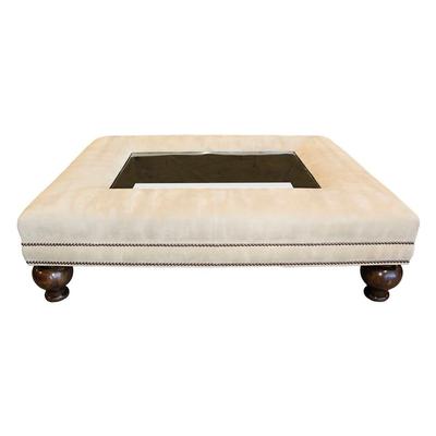 Microsuede Ottoman with Glass Inset