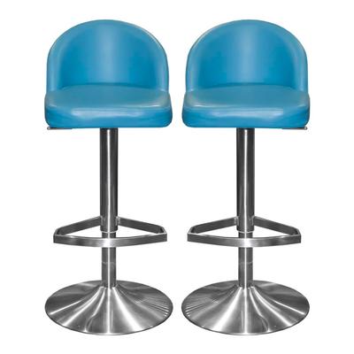 Pair of teal Adjustable Modern Faux Leather Barstools