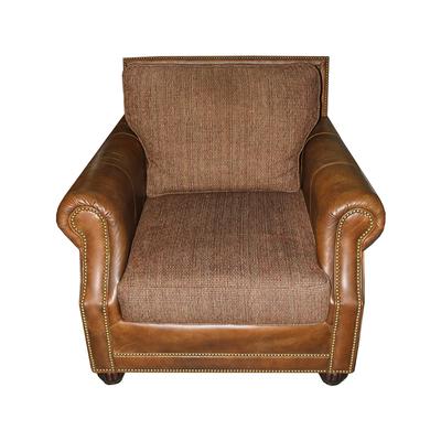 King Hickory Leather and Tweed Cushion Chair