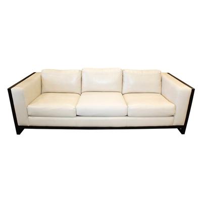 Custom Cream Leather Sofa