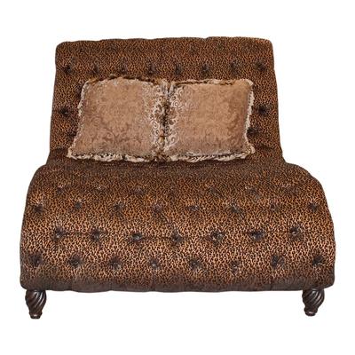 Markor Brown Panther Print Fabric Double Chaise Lounge