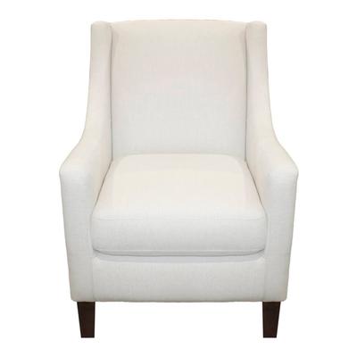 Custom White Fabric Armchair with Nailhead Trim