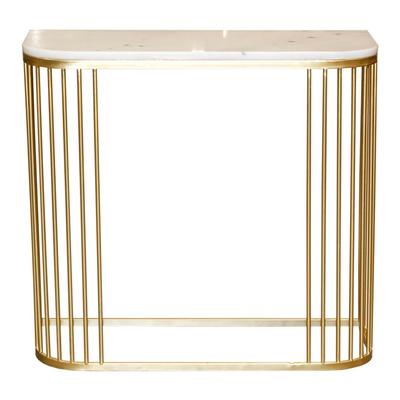 Small Marble Top Console Table with Brass Base