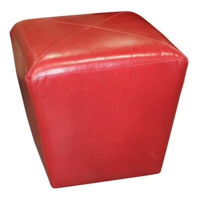 Ethan Allen Red Leather Cube Ottoman