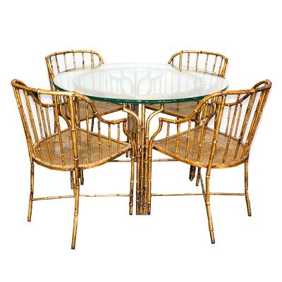 La Barge Gold 5 Piece Gilted Bamboo Dining Set 