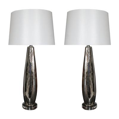 Pair of Tall Silver Buffet Lamps
