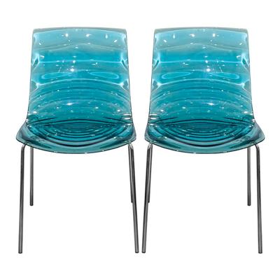 Pair of Aqua Acrylic Side Chairs