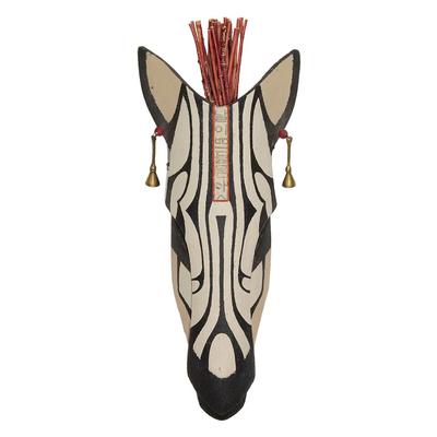 Artist Made Ceramic Painted Zebra Mask