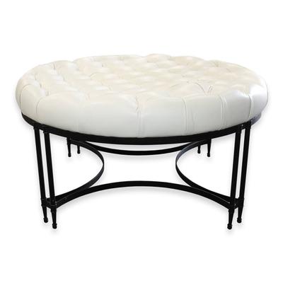 Global Views Round Leather Ottoman