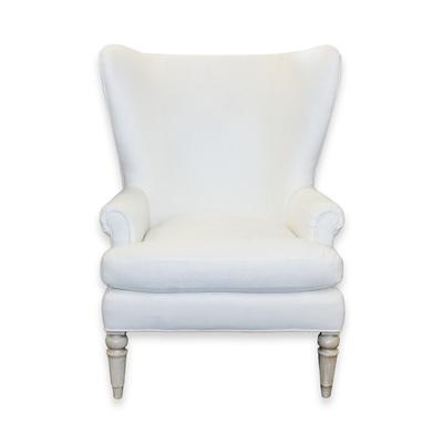 White Linen Wingback Chair 