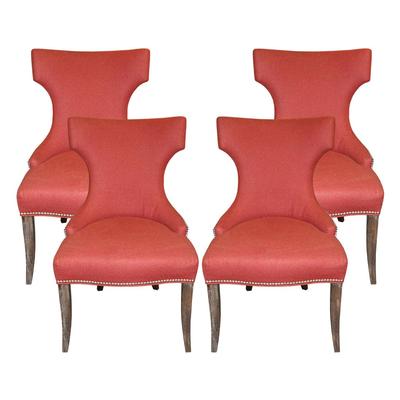 Set of 4 Stanford Fabric Dining Chairs With Nailhead Trim