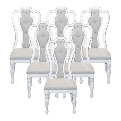  Set of 6 White French Country Dining Chairs