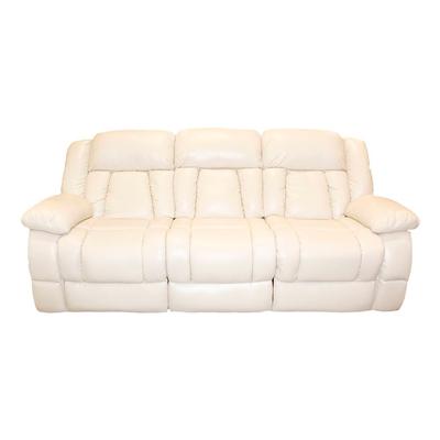 Cream Faux Leather Double Reclining Sofa