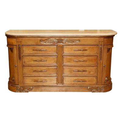 Marble Top Curved Multi Drawer Dresser