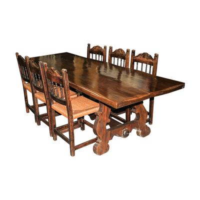 Rustic Live Edge Dining Table and Six Chairs