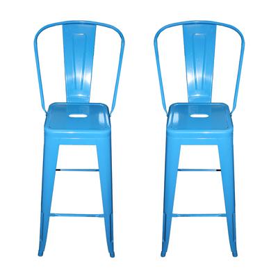Pair of Blue Metal Barstools