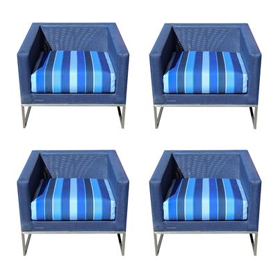4 Crate and Barrel Dune Navy Patio Chairs