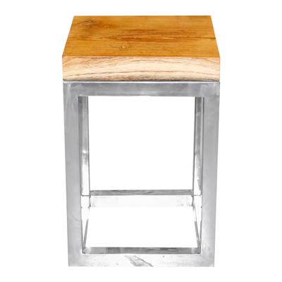 Teak Wood and Chrome Side Table