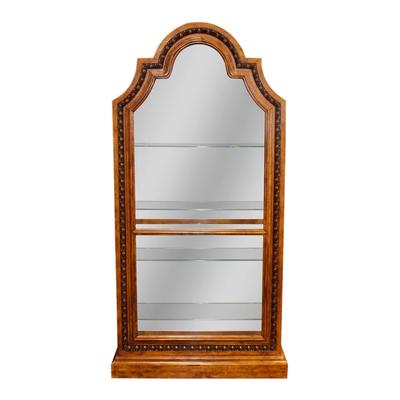 Arched Display Cabinet with Inlay Wood Accent
