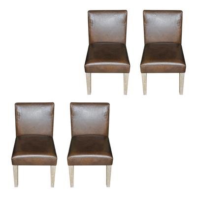 Set of 4 Pottery Barn Classic Leather Seadrift Chairs