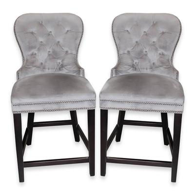 Pair of Z.Gallerie Grey Charlotte Counter Stools