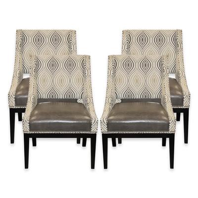 Set of 4 Fabric and Leather Chairs