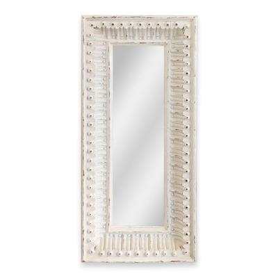  White Carved Wood Mirror