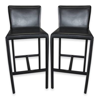 Pair of Room and Board Leather Madrid Barstools