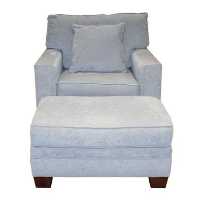 Lexington blue Swivel Fabric Armchair with Ottoman