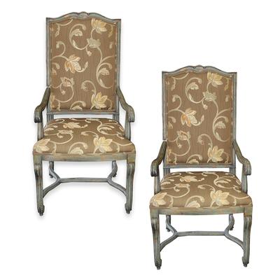 Pair of Floral Upholstered Armchairs 
