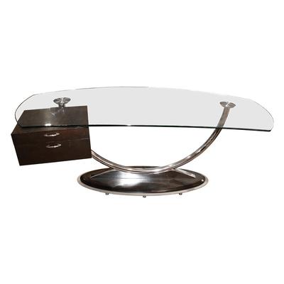 Alanna Arch Modern Glass Top Desk