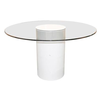 Pace Collection Round White Pedestal Dining Table