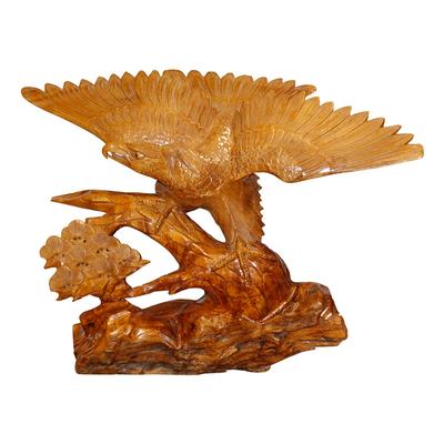 Large Artisan Carved Wooden Eagle