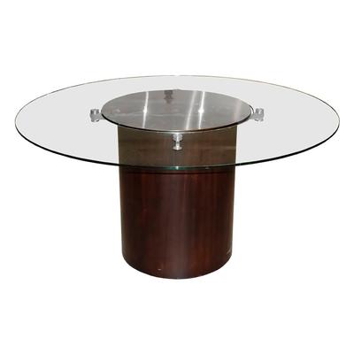Round Modern Glass Top Dining Table with Lazy Susan