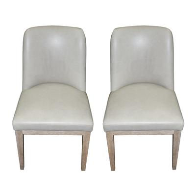 Pair of Pottery Barn Cream Leather Side Chairs