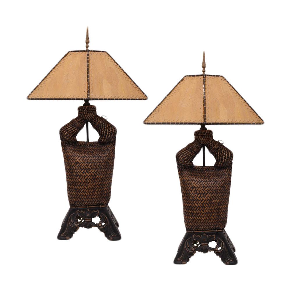  Set Of 2 Woven Table Lamps