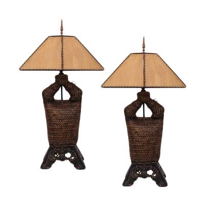 Set of 2 Woven Table Lamps 