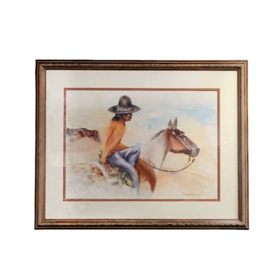 Jeffrey Lunge Navajo & Horse Watercolor 