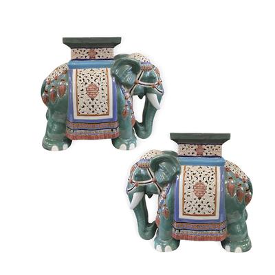 Pair of Elephant Chinese Garden Stools 