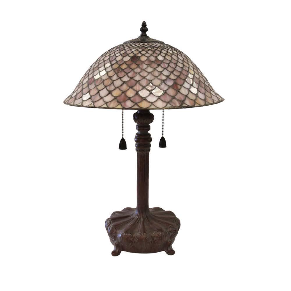  Quoizel Stained Glass Shade With Metal Base Lamp