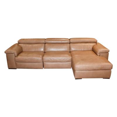 Natuzzi 3 Piece Brown Leather Sectional