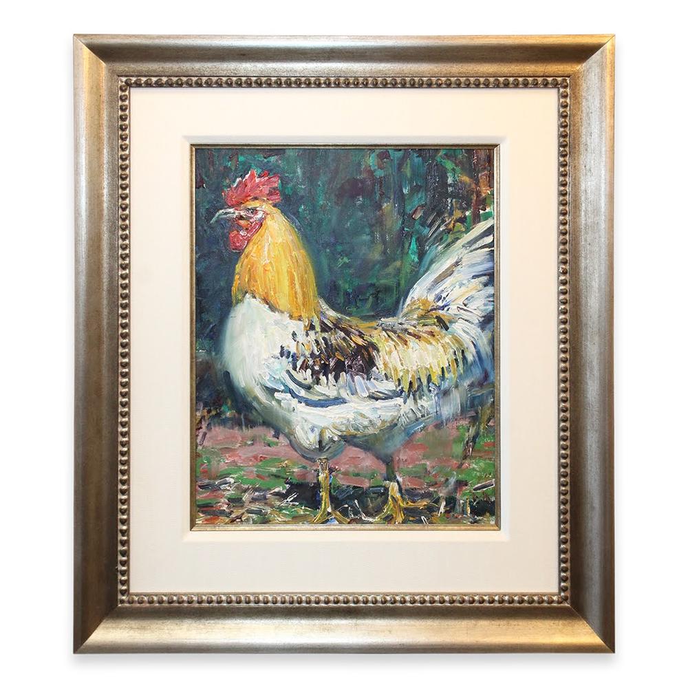  Multicolored Signed Rooster Painting