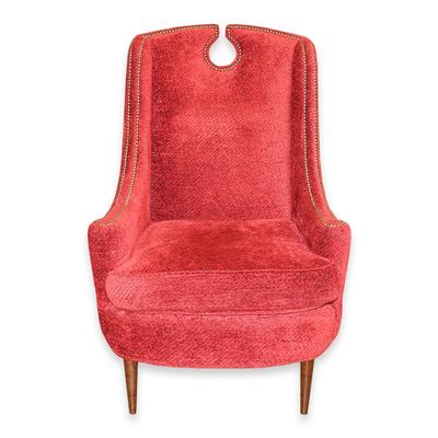 Pottery Barn Red Keyhole Back Club Chair